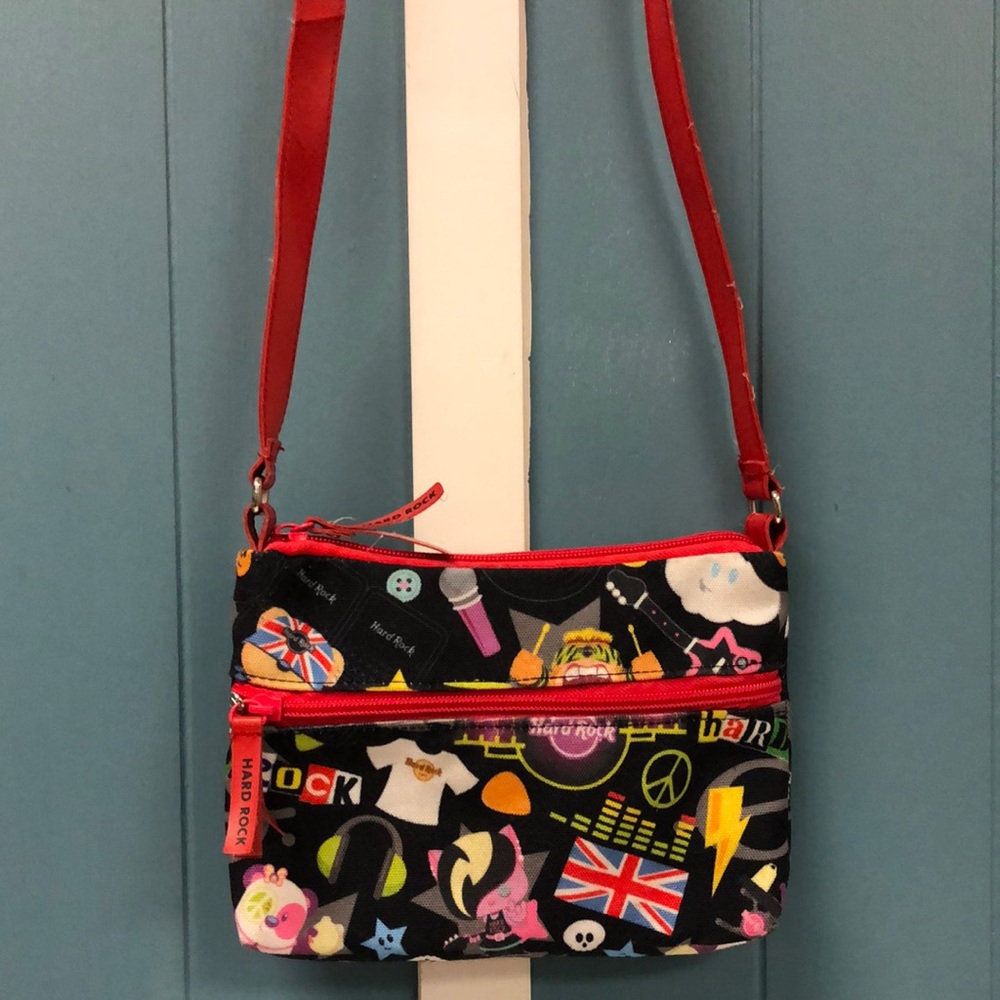 2018 HARD ROCK cafe canvas small crossbody bag purse 8” x 6” London England